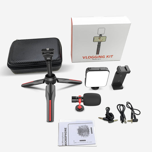 Trípode para móvil con palo selfie, luz de relleno y función para directos